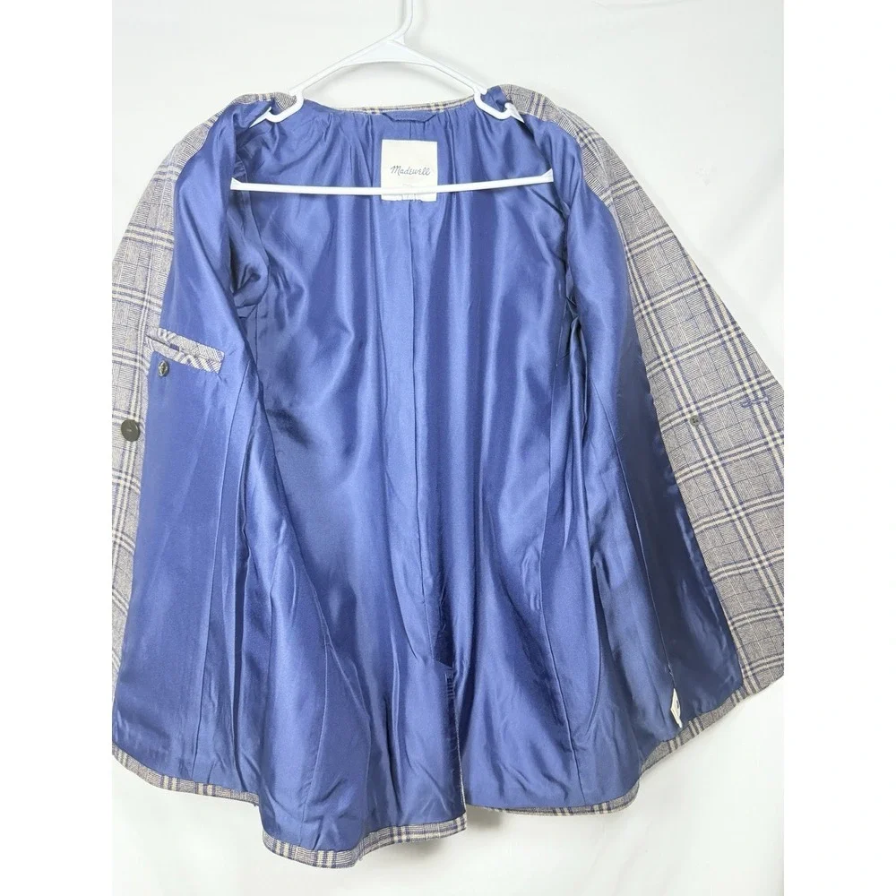 Madewell Larsen Blazer Navy Glen Plaid Preppy Career Old Money‎ Chic S Academia